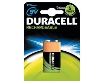 DURACELL 170mAh Ni-MH-Akku, HR9, 9V/E-Block, Blister (1)