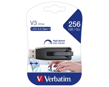 USB 3.2 Stick 256GB, V3 Drive, grau, Typ-A, (R) 120MB/s, (W) 25MB/s, Retail-Blister