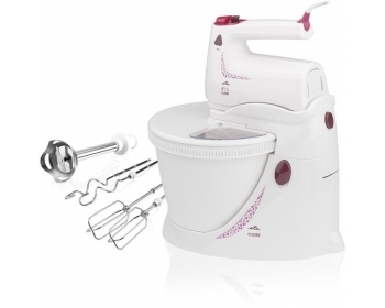 CUORE (Handmixer mit Schüssel) Weiß/Rot, Leistungsaufnahme 350 W , Drehschüssel mit Volumen 4 l , 4 Ges