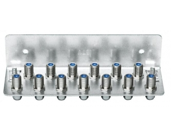 Erd.-block 13-fach HQ , Erdungsblock für 13 Koaxialkabel, F-Konnektor, Rückflussdämpfg. >30 dB