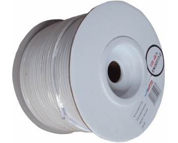 AC 85-100S, Mini-Koaxialkabel mit Metermarkierung, PVC-Mantel weiß, 100m Spule, Preis incl. CU