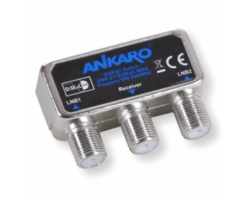 ANKARO ANK 2/1 DiSEqC WSG, DiSEqC Schalter 2.0 für 2 LNCs, 1 Ausgang, mit Wetterschutzgehäuse, für Mastmontage