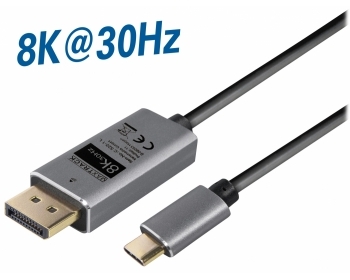 C522-3L, 3,0m DisplayPort Kabel, USB Typ C Stecker auf DisplayPort Stecker, DisplayPort Version 1.4, 8k@30Hz, Plug & Pl