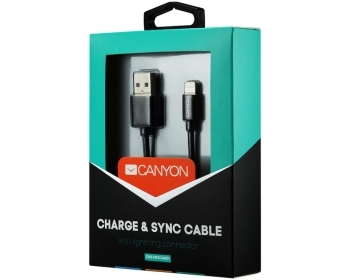 CANYON Daten- und Ladekabel SCHWARZ, Lightning auf USB-A, 1 m, MFI-Lizenz