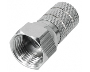 FFL2AL, Twist-On F-Stecker, Steckerlänge 20 mm, gerändelte Version, vernickelt