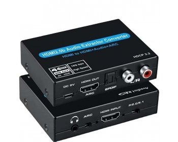 F-ARC-HDMI, HDMI 2.0 4K ARC 5.1 Audio Decoder HDMI to AUX Optical 5.1 Audio Extractor for Family Cinema HDMI to AV Converter