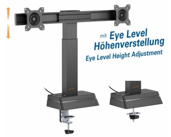 HL66-2L, Monitor Halterung für 2 Monitore mit Eye Level Höhenverstellung, für Bildschirme 17" - 27"