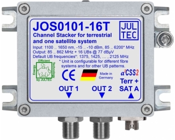 JOS0101-16T, Einkabelumsetzer für 1 Satelliten und Terr.,1x Glasfasereingang FC/PC,16x Receiver im Einkabelmodus/CSS