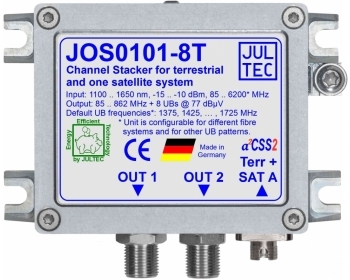 JOS0101-8T, Einkabelumsetzer für 1 Satelliten und Terr.,1x Glasfasereingang FC/PC,8x Receiver im Einkabelmodus/CSS