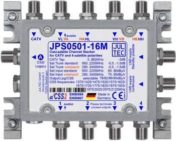 JPS0501-16M, Einkabelumsetzer für 1 (2) Satelliten, a²CSS25 Stammleitungen (passiv), Sat kaskadierbar,1x Ausgang mit 1x Legacy o