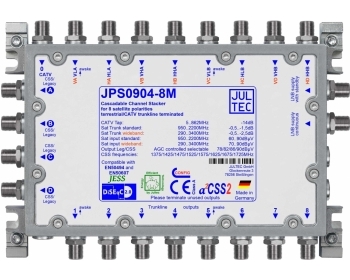 JPS0904-8M, Gen.2 Einkabelumsetzer für 2 (4) Satelliten, a²CSS 9 Stammleitungen (passiv), Sat kaskadierbar.4x Ausgang