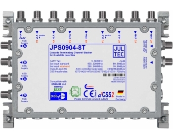 JPS0904-8T, Gen.2 Einkabelumsetzer für 2 (4) Satelliten, a²CSS 9 Stammleitungen (passiv), Stämme terminiert,4x Ausgang