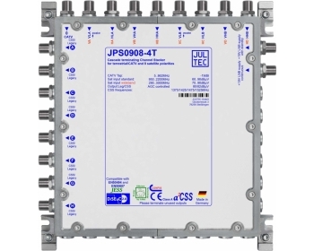 JPS0908-4T, Einkabelumsetzer für 2 (4) Satelliten, a²CSS 9 Stammleitungen (terminiert), Sat kaskadierbar,8x Ausgang