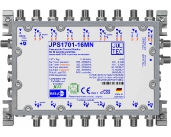 JPS1701-16MN, Einkabelumsetzer für 4 (8) Satelliten, a²CSS 17 Stammleitungen (passiv), Sat kaskadierbar,1 Ausgang