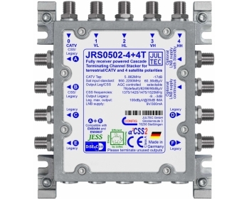 JRS0502-4+4T, Gen.2 (a²CSS2), 5 Eingänge, 6 Ausgänge für je 2x4 Unicable Adressen + 4 Legacy