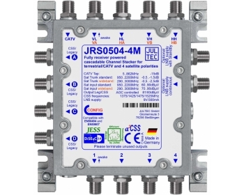 JRS0504-4M, Einkabelumsetzer für 1 Satelliten5 Stammleitungen (passiv), Sat kaskadierbar, 4x Ausgang jeweils4x Receiver im Einka