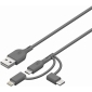 GP CY1N, 3in1 / USB-A / USB-C / Micro-USB / Lighting, Lade-/Sync-Kabel, 1,0m