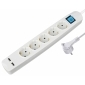 NV58-3WL weiß, 3,0m 5-fach Flach-Schutzkontakt-Steckdosen-Leiste mit 2 USB-Ladebuchsen