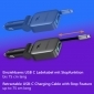 WI15L, 3-in-1 USB KFZ Ladegerät mit einziehbarem Ladekabel, Für 12-24 V Fahrzeuge, 72 W, mit 70cm aufrollbarem USB C Kabel, 180°