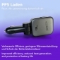 WI15L, 3-in-1 USB KFZ Ladegerät mit einziehbarem Ladekabel, Für 12-24 V Fahrzeuge, 72 W, mit 70cm aufrollbarem USB C Kabel, 180°