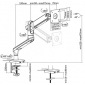 HL22-1L, mit Gasdruckfeder, für Flachbildschirme 17" - 32" (43 - 81 cm), Belastung 2 - 9 kg, mit 2 USB-Anschlüssen