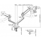 HL22-2L, mit Gasdruckfeder, für 2 Flachbildschirme 17" - 32" (43 - 81 cm), Belastung 2 -9 kg, mit 2 USB-Anschlüssen