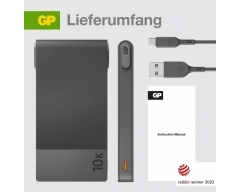 Powerbank GP M10B grau 10.000 mAh 1xUSB-A-Anschlüsse 1xUSB-C-Anschlüsse