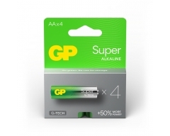 AA Batterie GP Alkaline Super, 50% stärker, 1,5V (4 Stück)