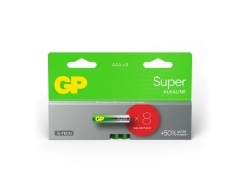 AAA Batterie GP Alkaline Super, 50% stärker, 1,5V (8 Stück)