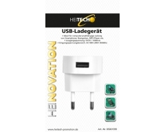 05001599 USB-Ladegerät, ideal für computerunabhängige Ladung, 1x USB, 5V DC/ 1000mA