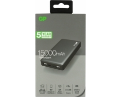 Powerbank GP MP15MA grau 15.000 mAh 3 USB-Anschlüsse mAh 3A Type C