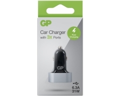 GP CC61, USB KFZ-Ladegerät mit 3 USB-Anschlüssen 6,3 A, Typ-A