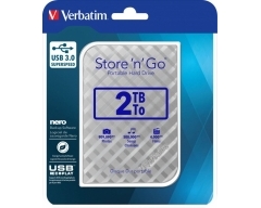 Verbatim - Festplatte 2TB, USB 3.0 2,5", silber, Store ´n´ Go, Gen 2, 3D Optik, Software, Retail Blister