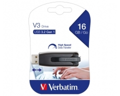 USB 3.2 Stick 16GB, V3 Drive, grau, Typ-A, (R) 60MB/s, (W) 12MB/s, Retail-Blister