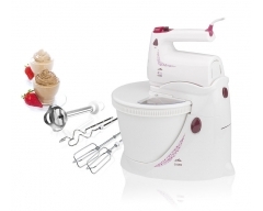 CUORE (Handmixer mit Schüssel) Weiß/Rot, Leistungsaufnahme 350 W , Drehschüssel mit Volumen 4 l , 4 Ges