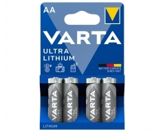 VARTA Batterie Lithium, Mignon, AA, FR06, 1.5V, Ultra Lithium, Professional, Retail Blister (4-Pack)