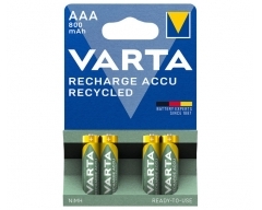 VARTA Akku NiMH, Micro, AAA, HR03, 1.2V/800mAh, Accu Recycled, Pre-charged, Retail Blister (4-Pack)