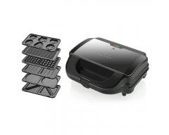 SORENTO PLUS (6in1 Sandwichmaker) Schwarz/Edelstahl, Leistungsaufnahme 900 W , 5 austauschbare, antihaftbe