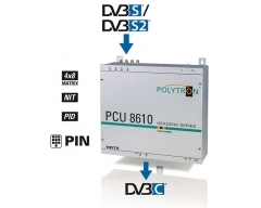 PCU 8610, Kompakt-Kopfstelle, 8 x DVB-S/S2 in DVB-C/-T mit integrierter 4 in 8 Schaltmatrix, LAN