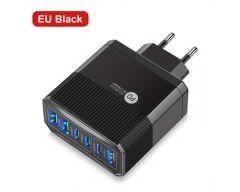 F-USBNT55S schwarz, 55W USB-Ladegerät, 6 Ports, Schnellladung, QC3.0