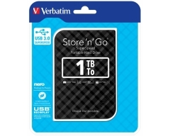 Verbatim - Festplatte 1TB, USB 3.0 2,5", schwarz, Store ´n´ Go, Gen 2, 3D Optik, Software, Retail Blister