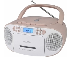 RCR2260 weiß/pink, Boombox mit Radio, MP3/CD, Kassette und AUX-IN