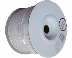 AC 85-100S, Mini-Koaxialkabel mit Metermarkierung, PVC-Mantel weiß, 100m Spule, Preis incl. CU