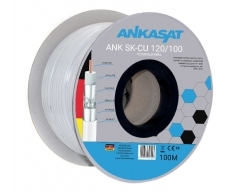ANK SK 120/100, Koaxialkabel, Antennenkabel, 120dB, 3 fach Schirmung, Stahl/Kupfer, mit Meterbedruckung, 6,8mm, 100m Spule, weiß