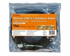 C506-15ML, Aktives USB 3.1 (Gen 2) Glasfaser Kabel, USB A Stecker - USB A Buchse, 15,0 m