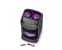 AKAI DJ-BY6L, aktiver mobiler Party-Lautsprecher mit Akku & Discoball-Lichteffekten