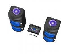 AKAI Dual Speaker System Y5, Lautsprechersystem mit Verstärker, 480W RMS, Bluetooth 5.0, Karaoke-Funktion und LED-Lichteffekten