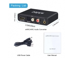 F-eARC-HDMI, 192Khz HDMI EARC ARC Audio-Extraktor EARC zu RCA Audio-Konverter Digital-zu-Analog-Adapter für DTS Dolby Atmos AC3