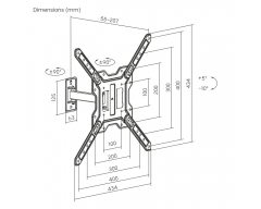 HEG5L, schwenkbareTV Wandhalterung, 23" - 65" (58 - 165 cm), belastbar bis 30 kg, neigbar, schwenkbar, variabler Wandabstand