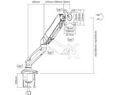 HL16WL weiß, mit Gasdruckfeder, für Flachbildschirme 17" - 32" (43 - 81 cm), Belastung 2 - 9 kg, Armreichweite: bis 500 mm